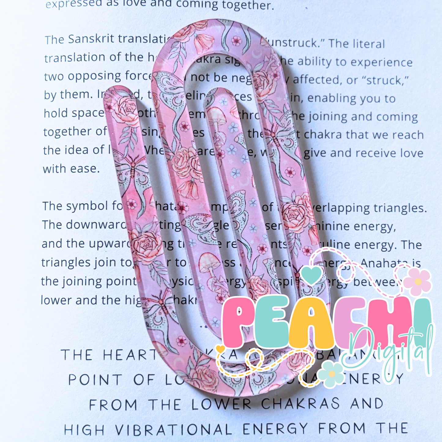 Pink Pastel Moth Jumbo Clip Bookmark