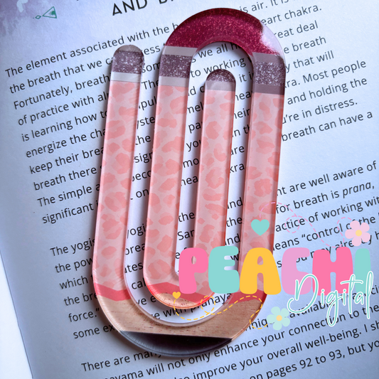 Pink leopard pencil Jumbo Clip Bookmark