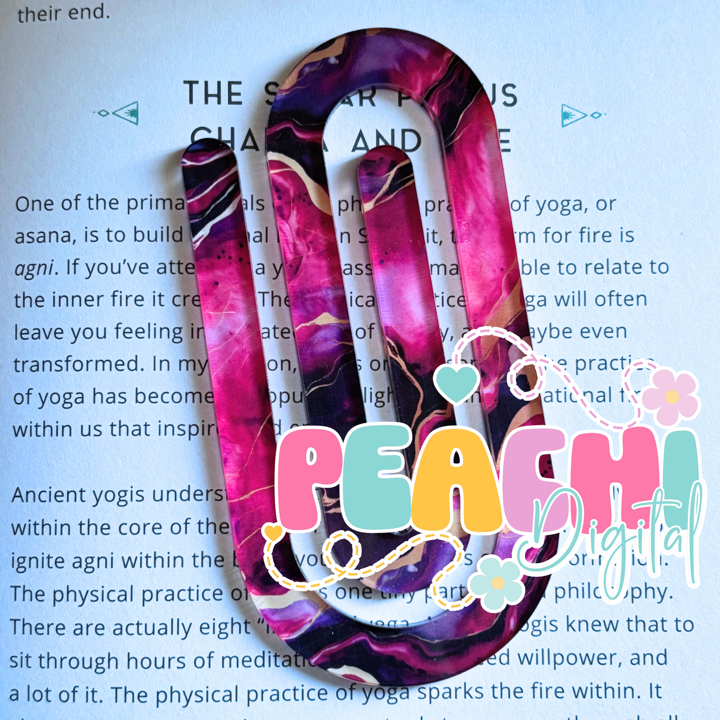 Dark Pink Marble Jumbo Clip Bookmark