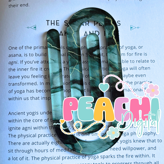 Green Marble Jumbo Clip Bookmark
