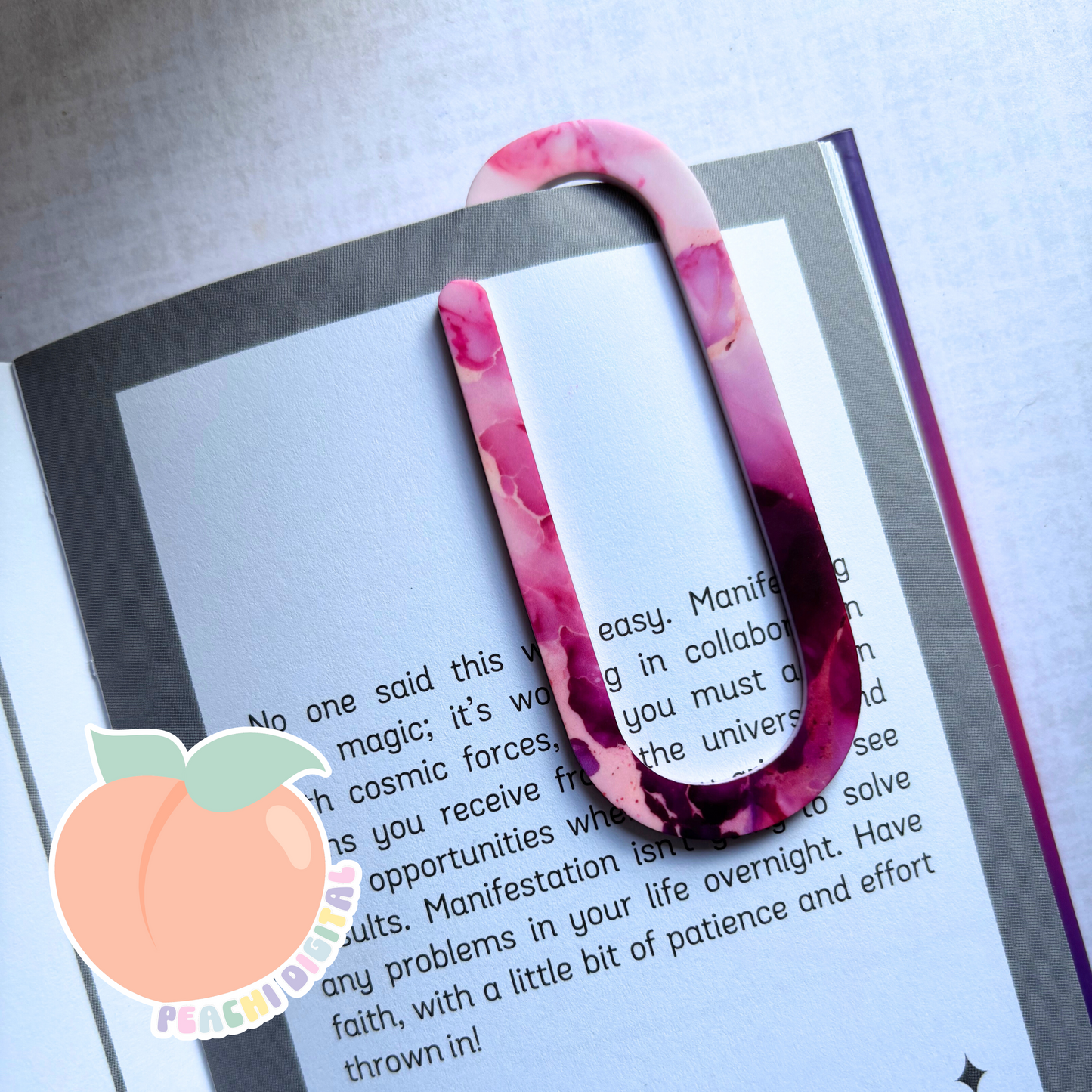 Pink/Purple Marble Clip Bookmark