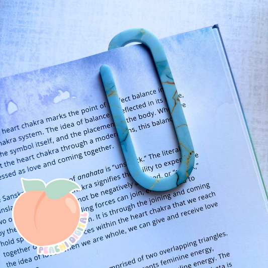 Turquoise Marble Clip Bookmark