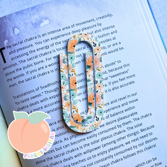 Peachy Florals Clip Bookmark