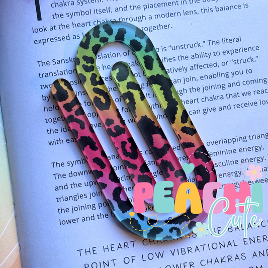 Rainbow Leopard Jumbo Clip Bookmark